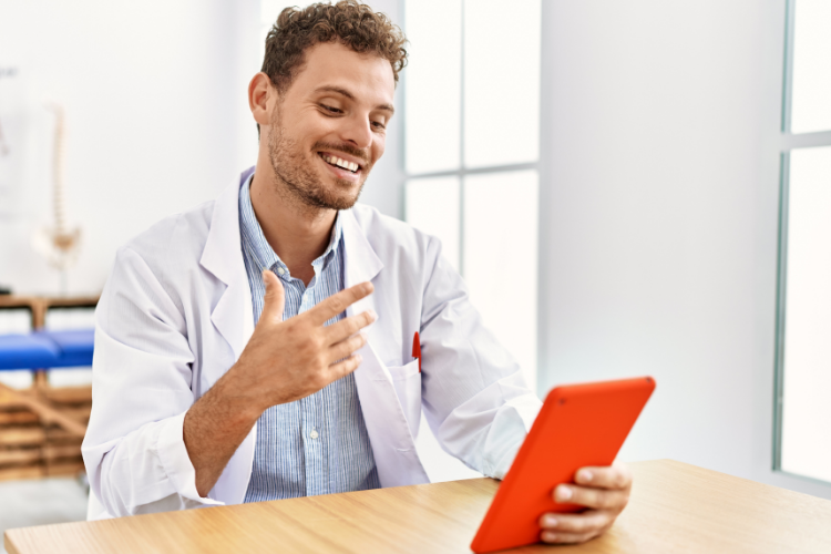 chiropractor providing telehealth session