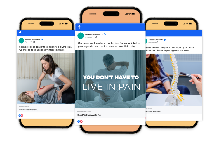 phones showing facebook ads